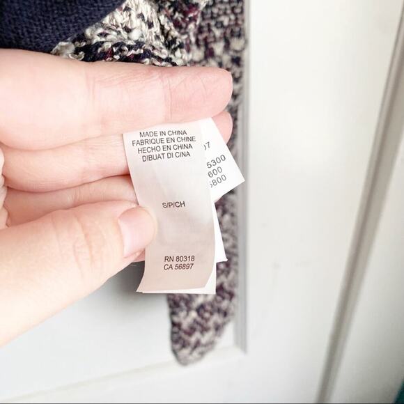 Lucky Brand Tweed Textured Moto Style Jacket Asymmetrical Zip Maroon Navy Size S - Picture 10 of 15